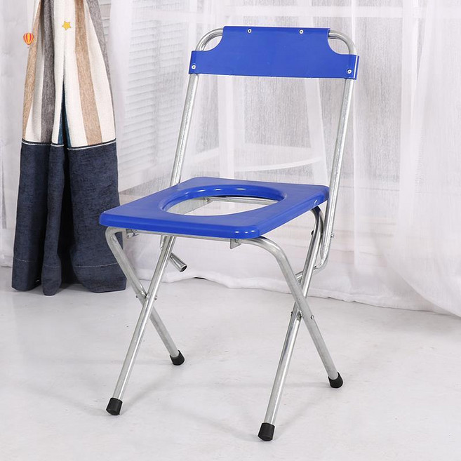 좌욕의자 이동식 변기 스테인리스 화장실 푸세식 구멍뚫린 간이 접이식 노인, 38cm 블루 의자, 1개