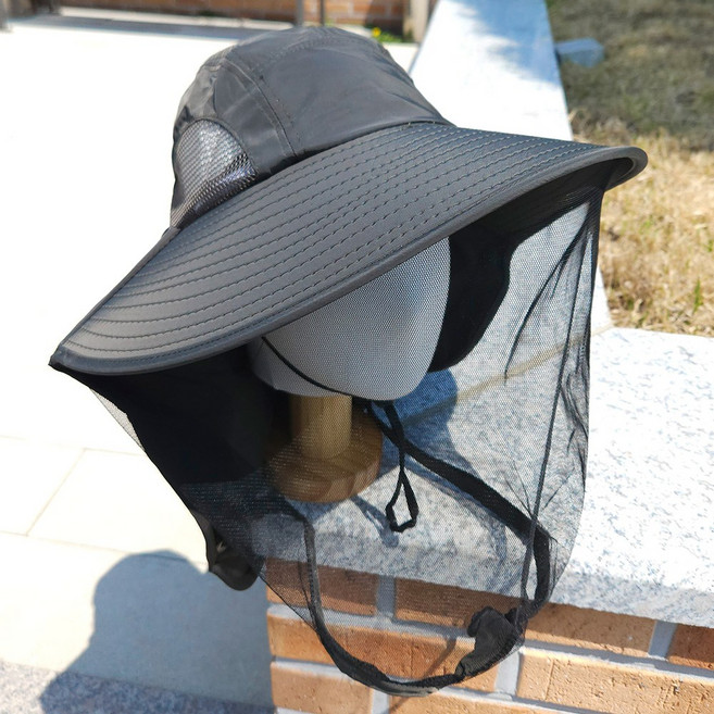 모자 벌초 낚시 양봉모자 양봉 방충 벌망 모기 해충 농사모자, 카키