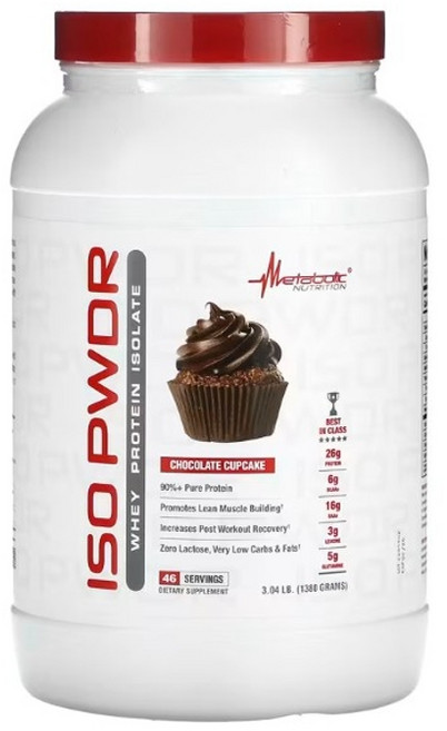 메타볼릭 뉴트리션 Iso Pwdr 웨이 프로틴 아이솔레이트 분리유청단백질 초콜릿 컵케이크 1380g (3.04lb), 1개, 1.38kg