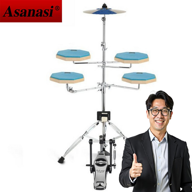 ASANASI 연습용 드럼패드 가정용 미니 드럼 세트, 1개, 블루(기본구성)