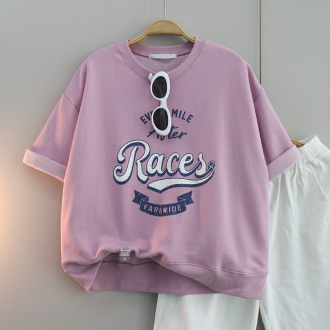 달콩 여성 반팔티 여름맨투맨 마일레터링반팔맨투맨