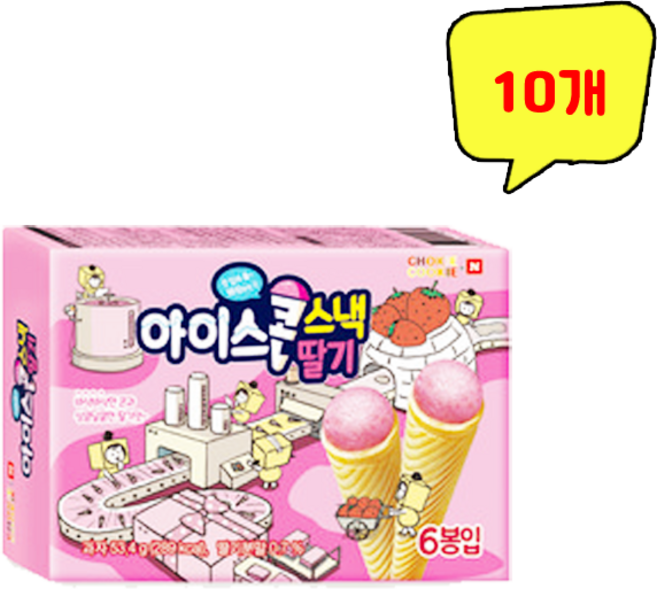 (무료배송) 엔제이 아이스콘 스낵 딸기 53.4g x 10개, 1개