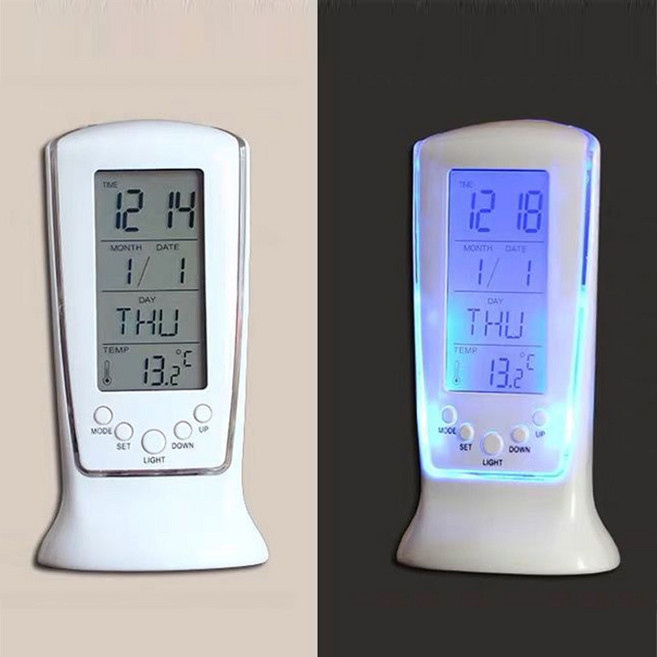 에코럭키 모던 인테리어 탁상시계/알람시계/백라이트/건전지식/무소음/데스크탑/클락, LED라이트 멜로디알람시계