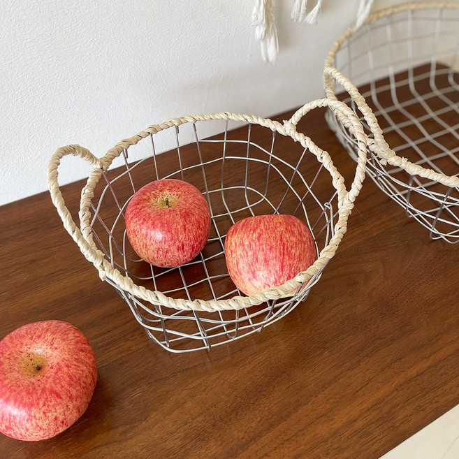 케이트가든 손잡이 빈티지 바스켓 철제 바구니 와이어 과일 보관함, 1개