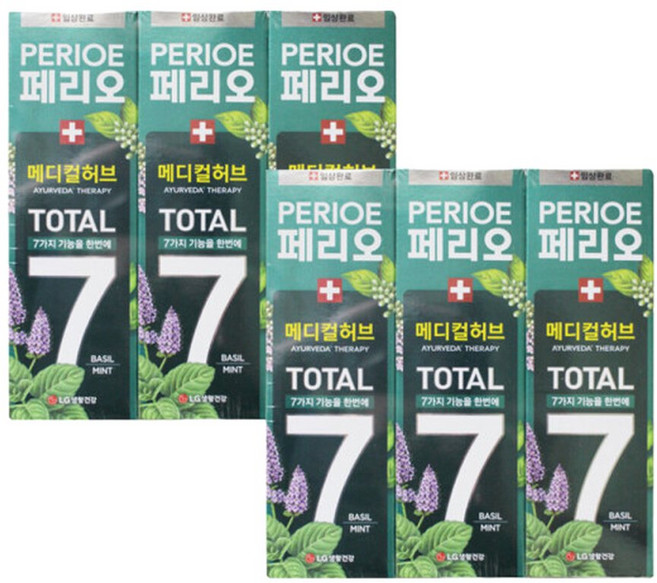 페리오 토탈7 메디컬허브 치약 바질민트 100g x 6개