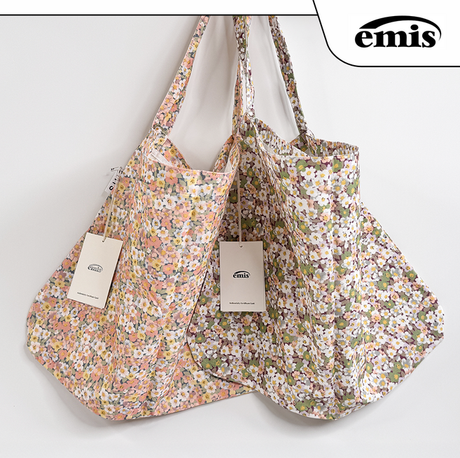 정품 EMIS 이미스 레오파드 코듀로이 에코백 + 리유저블백 증정