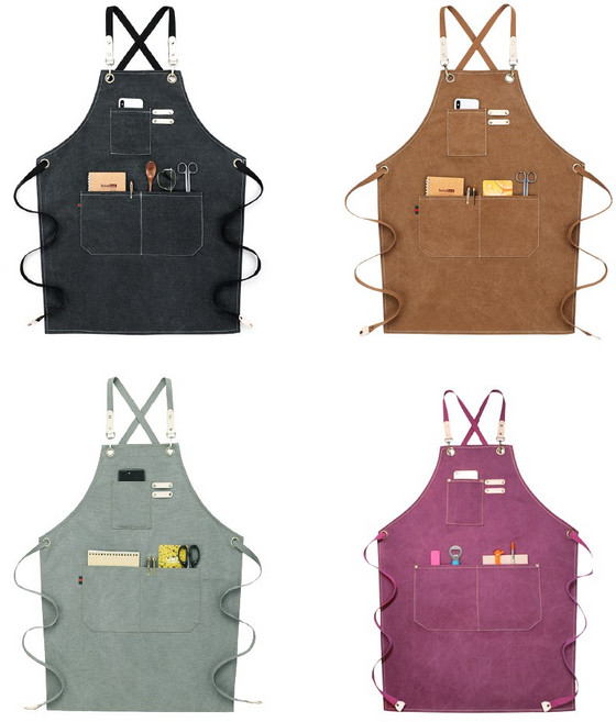 청소년용 캔버스 프리미엄 앞치마, 블랙, 1개