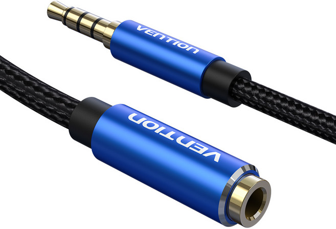 벤션 4극 TRRS 스테레오 AUX 연장케이블 블루 BHC, 0.5m, 1개
