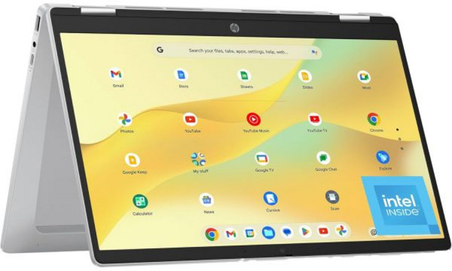 HP 크롬북 x360 14인치 노트북 HD 터치스크린 인텔 프로세서 N100 4 GB 램 64 eMMC UHD 그래픽스 크롬 OS 14b-cd0000nr 2024 재생품, HP 크롬북 x360 14인치 노트북, HD 터치스크린