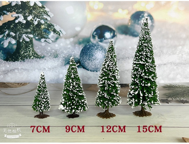 微景小舖 仿真雪松模型 微景觀造景擺飾, 沾白中綠雪松帶底座,高約15cm左右