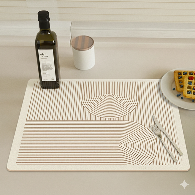 하우메이트 규조토 고급 드라잉 매트 빨아쓰는 식기건조 설거지매트, 1개, 라운드 라인, 1단