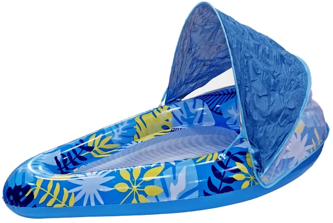 PVC 풍선형 물방울 모양 잎사귀 무늬 메쉬 라운지 해먹 수영장 플로팅 매트리스, 03 Blue B, 1개