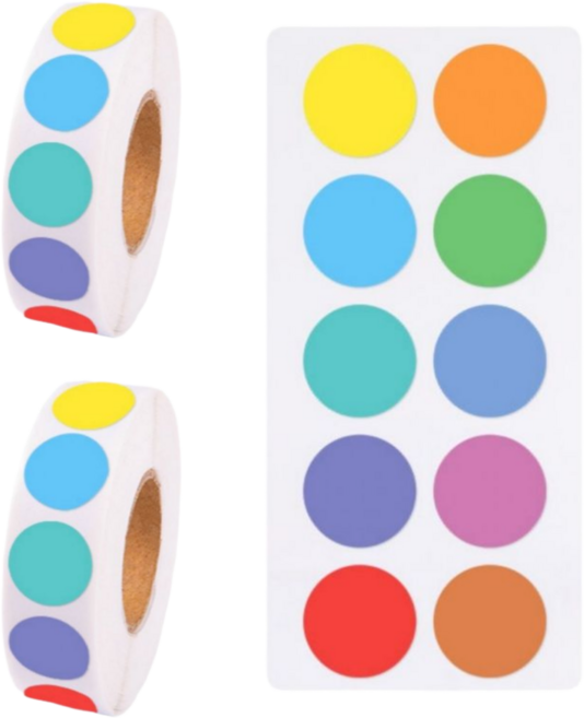 1000매입 10색 원형 도트 라운드 1.3CM 스티커, 10색혼합(S5167) 1000PCS, 2세트