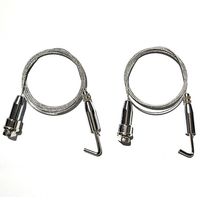 액자걸이 와이어 1m 길이조절 원터치 천정부착 레일용 그림걸이, 2개, 실버