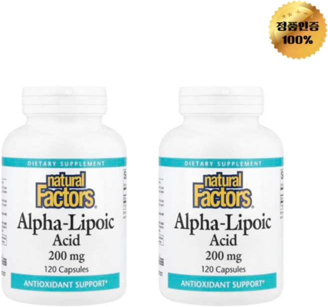 1+1 내추럴팩터스 알파리포산 200mg 캡슐 120정, 2개