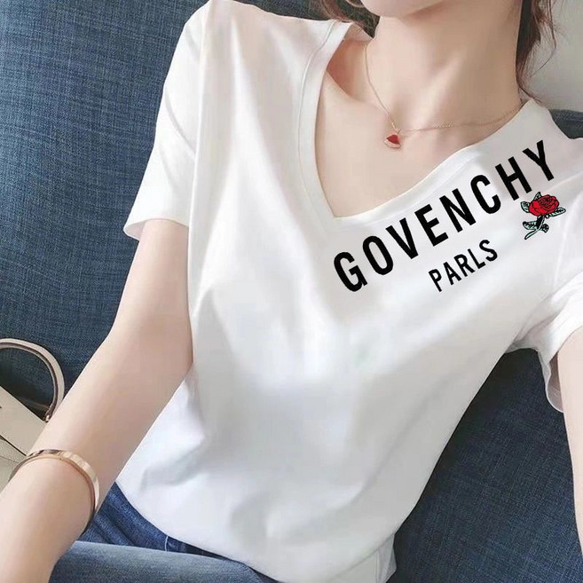 純棉 短袖V領T恤女