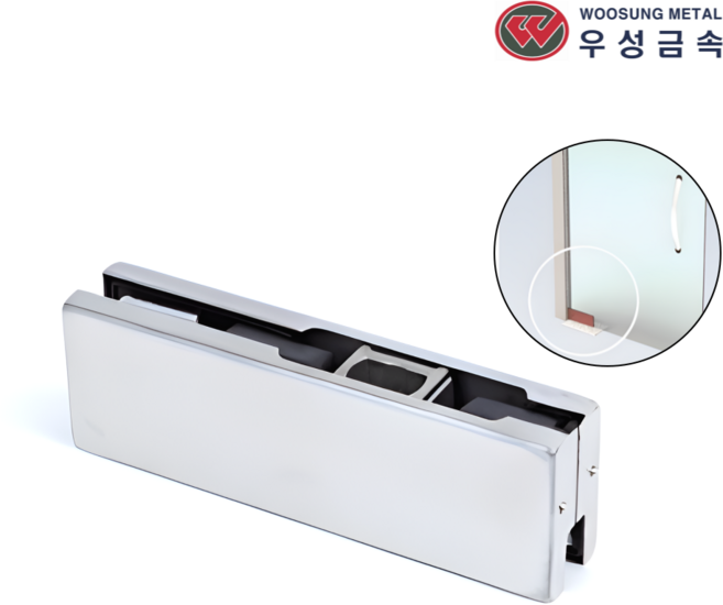 우성 하부 가네모 실버유광 폴리싱 좌우구분 강화도어 유리문 도어 힌지 경첩 꺽쇠, 우 타입, 10mm, 1개