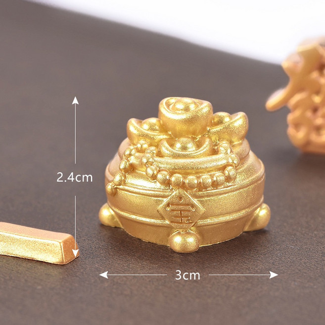 【微景小舖】新年金色配件 金元寶 搖錢樹 葫蘆 金幣 蛋糕烘焙裝飾擺設 微景觀 居家裝飾園藝造景 金磚, 24號寶字聚寶盆, 金色