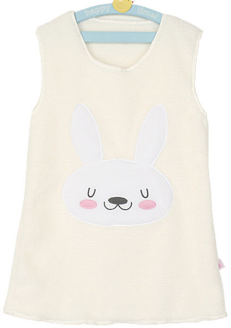 삐까부 겨울 아동 극세사 수면조끼 토끼 롱 수면조끼