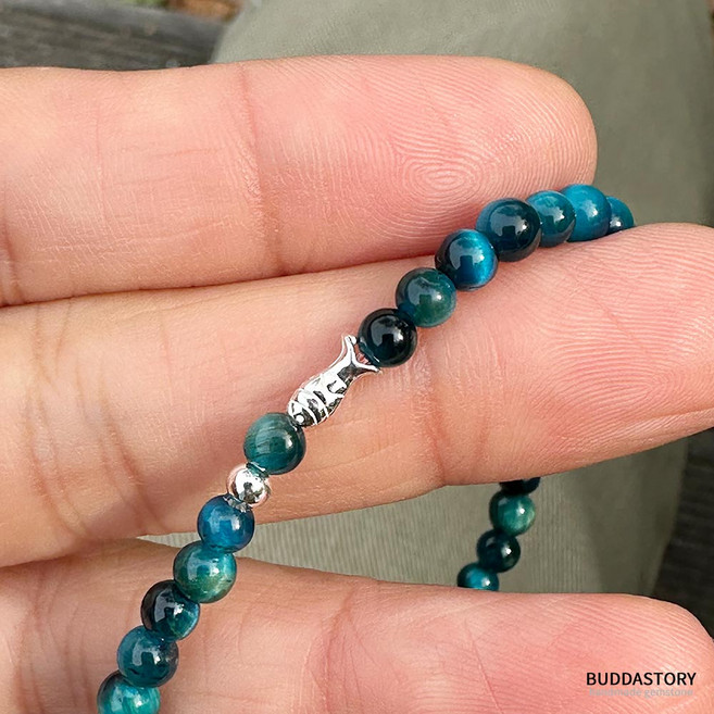 물고기 팔찌 블루 호안석 실버925은 재물운 성공운 시험운 원석 염주