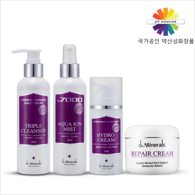 [닥터미네랄] 약산성 화장품 해조칼슘 유기미네랄 4종 기초세트 트러블 여드름피부, 1개 - 쿠팡