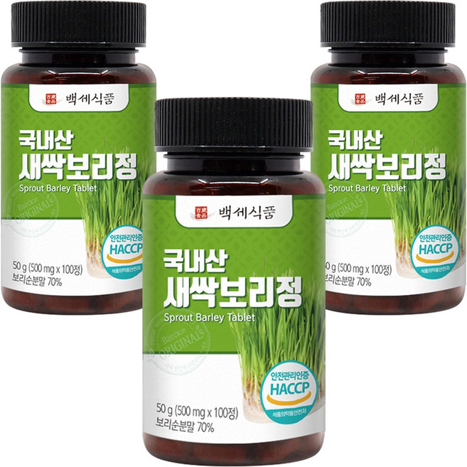 새싹 보리 정 국내산 새싹보리 분말 가루 식약처 인증 HACCP, 3개, 100개