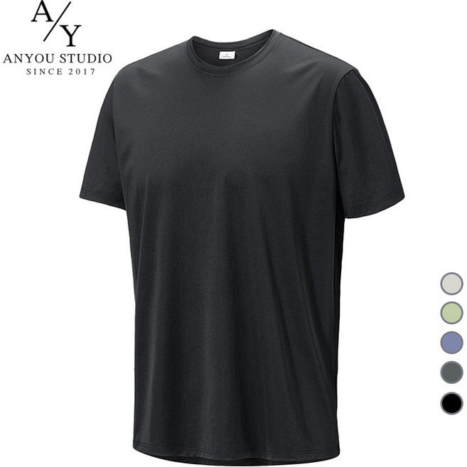 ANYOU 남여공용 반팔티셔츠 냉감 통기성 아이스 반팔티 셔컴포트 빠른 건조 남자반팔티 기능성반팔
