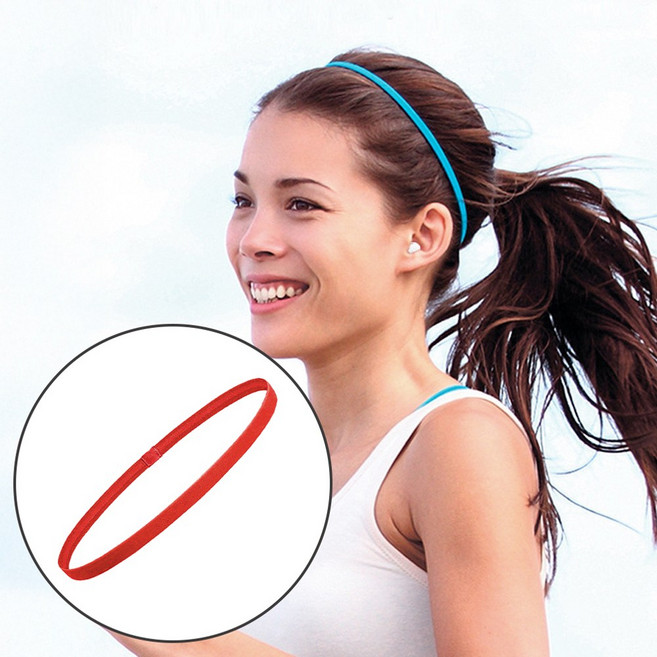 미즈코스 운동 헤어밴드 스포츠 얇은 머리띠 땀흡수 앞머리 고정 요가 필라테스 남녀공용, 2개, 레드