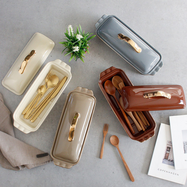 에크렌 골드 직사각 수저통 - 4color, 다크브라운, 1개