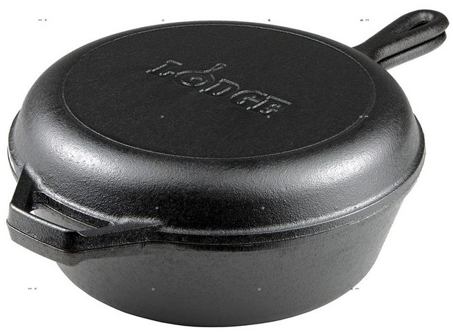 LODGE 單柄多用途鑄鐵煎鍋, 1個, 2件組, 黑色