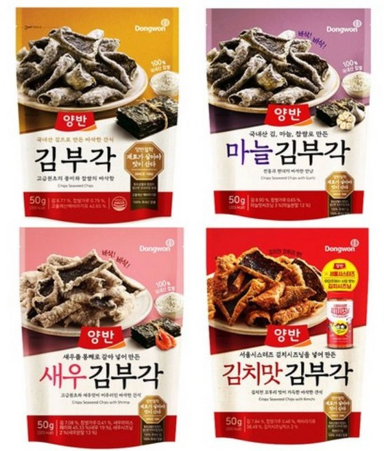 동원 양반 김부각 (오리지널+마늘+새우+김치맛), 4세트, 200g