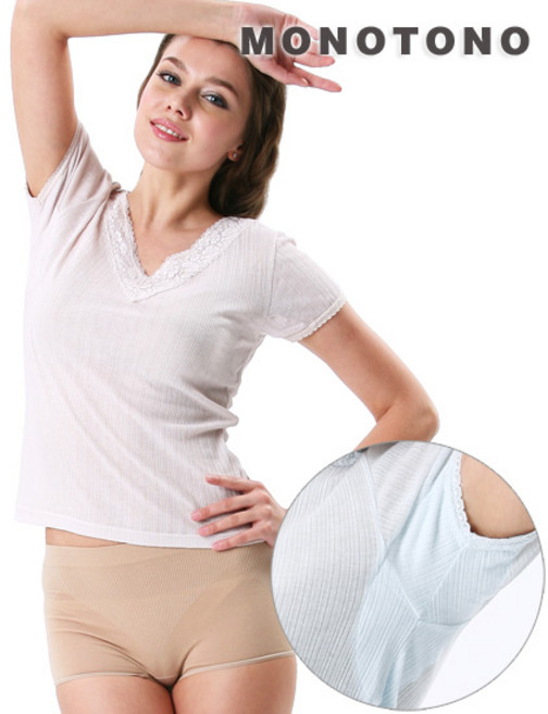 모노토노 겨드랑이 땀흡수패드부착 마혼방소재 반팔런닝