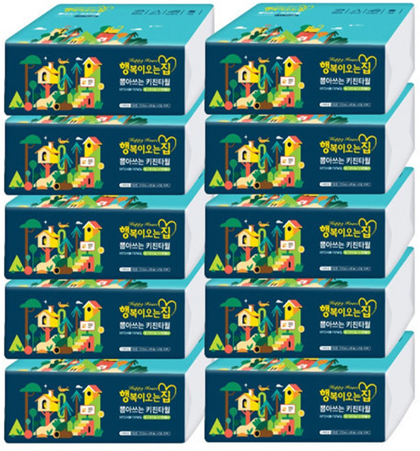 [행복이오는집] 천연펄프 3겹 뽑아쓰는 키친타올 100매 x 10개
