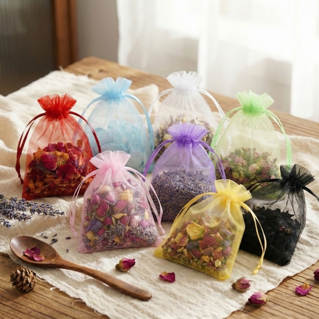 망사 선물 방향제 향기 소품 포푸리망 컬러 주머니 포장 10p [평점상위], 1개, 버건디 9x12