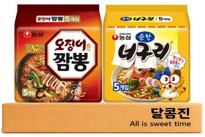 [달콤진] 농심 오징어짬뽕 5P + 순한너구리 5P, 1세트