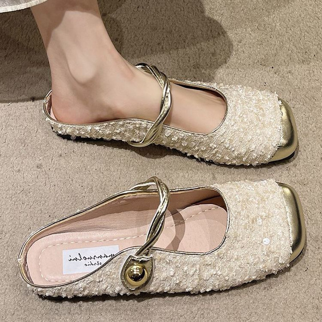 셀럽당 빅 사이즈 스팽글 세미 슬리퍼 여 여름 샌들C00841