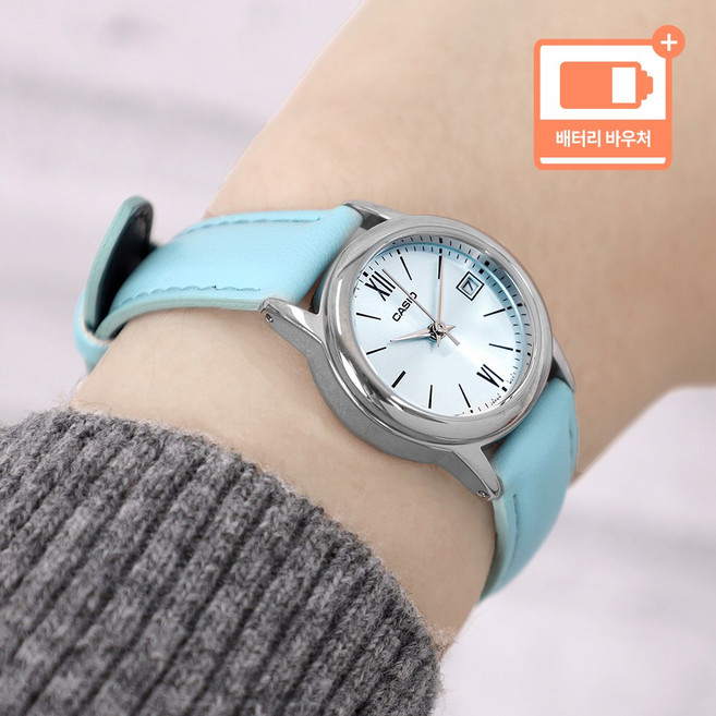 카시오 심플 베이직 날짜표시 방수 여성 가죽 컬러 정장 캐쥬얼 시계