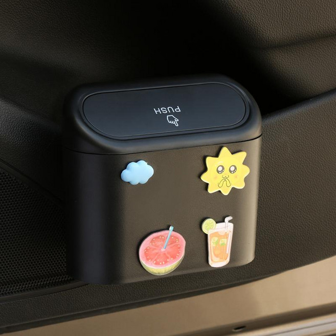 車載垃圾桶 車門掛式置物桶 多功能前排車用裝飾品, 西瓜橙汁（按压垃圾桶） 西瓜橙汁（按壓垃圾桶）, 1個