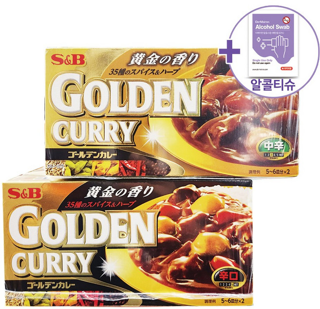 코스트코 에스앤비 골든카레 중간매운맛/매운맛 택일 198G X 5개입 + 더메이런알콜티슈, [매운맛]