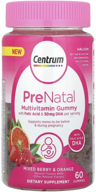 Centrum 임산부용 종합비타민 구미젤리 혼합 베리 & 오렌지 구미젤리 60개, Centrum 임산부용 종합비타민..., 1개, 60정 - 쿠팡
