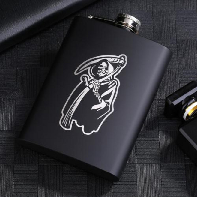 스테인레스 스틸 힙 플라스크 알코올 병 위스키 보드카 레이저 각인 로고 맞춤 제작 8 OZ 온스 블랙 매트 금속 선물, 1개, 14)Design M