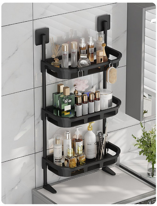 담소은상회 왕깔끔 욕실선반 틈새 다용도 수납, 1개, 블랙