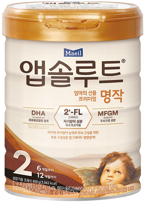 앱솔루트 프리미엄 명작 분유 2단계, 800g, 1개