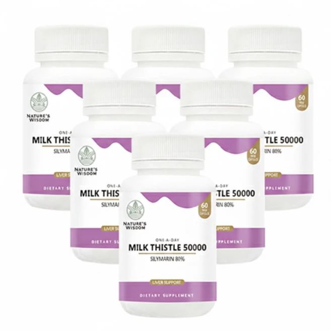 뉴질랜드 네이처스위즈덤 밀크씨슬 50000mg, 60정, 6개 - 쿠팡