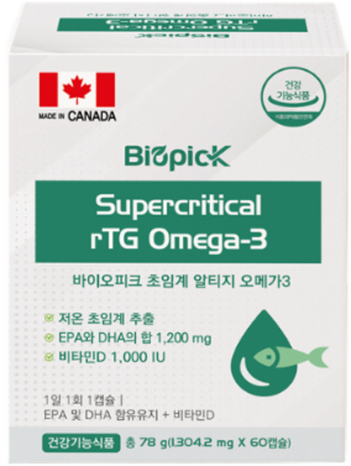 바이오픽 고함량 초임계 알티지 오메가3 1200mg, 1박스, 60정