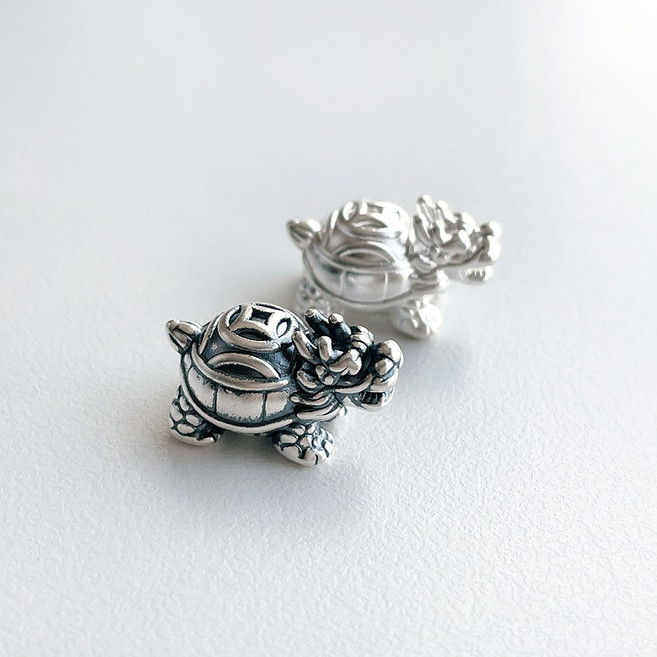 미라클스톤 실버999 엽전 용귀 (용 거북이)참, 화이트