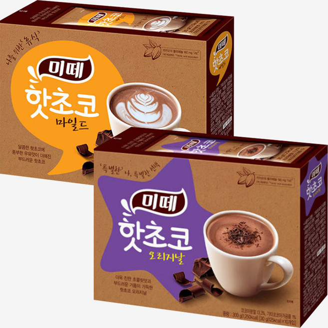 동서 미떼 핫초코 2종 혼합 선물세트 300g (30g x 10개) x 2개 (오리지날 마일드 각한개), 1개, 30g