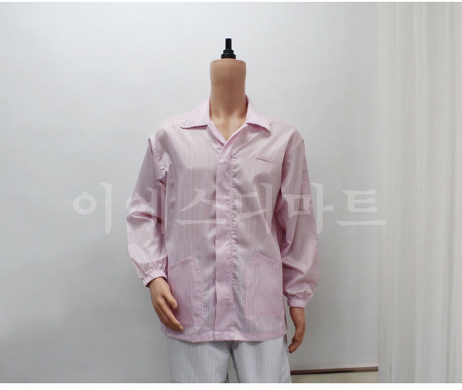 [오늘출발 / 제전사파리] Y카라 핑크 방진복 크린룸 정전기방지 무진복 제전복 반도체복 크린룸복 이에스디마트, 분홍색(Pink), L, 1개