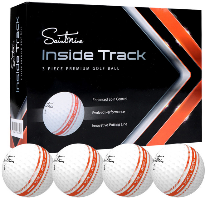 세인트나인 인사이드 트랙 3피스 골프공 1다즌 12구, 화이트 오렌지라인, 12개입, 1개