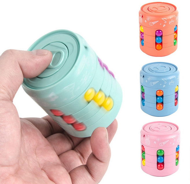 회전 매직빈 피젯 큐브 캔 스피너 양방향 스핀 토이 장난감 입체 퍼즐 두뇌발달 스트레스해소 집중력향상, 오렌지 sc228, 1개